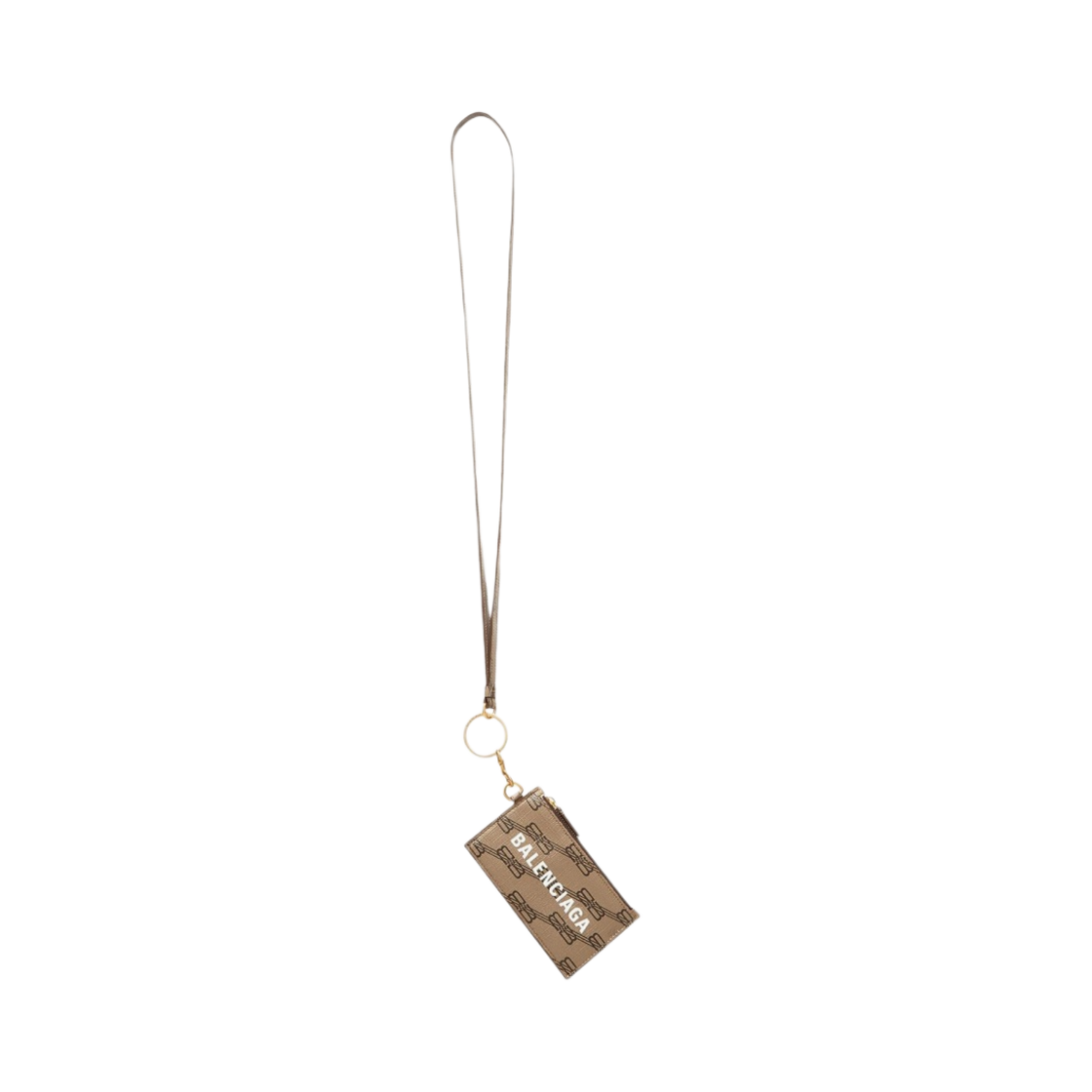 594548210DA2762 Balenciaga Signature Card Case On Keychain BB Monogram Coated Canvas Beige