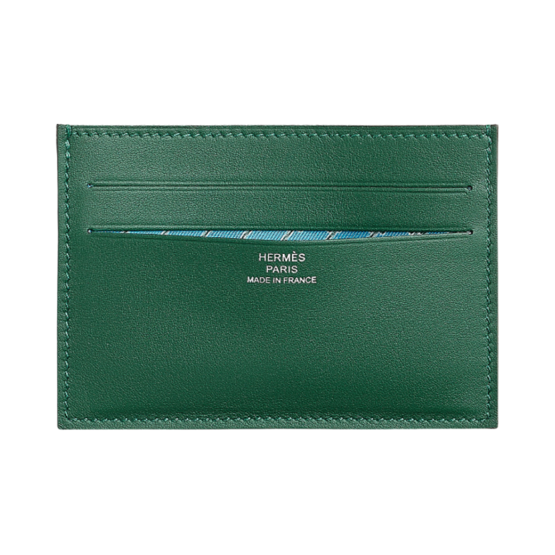 H086495CAAB Hermes Citizen Twill Card Holder Swift Calfskin & Vert Moyen Bleu Riviera Vert Vertigo
