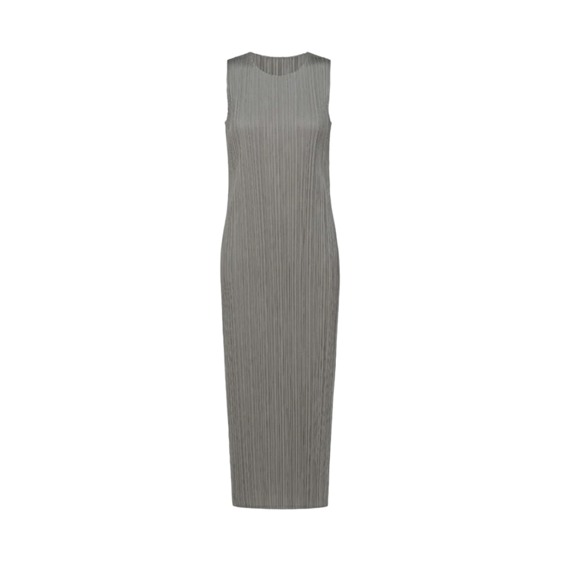 JH114-12 (W) Pleats Please Issey Miyake Basics Straight Long Dress Grey