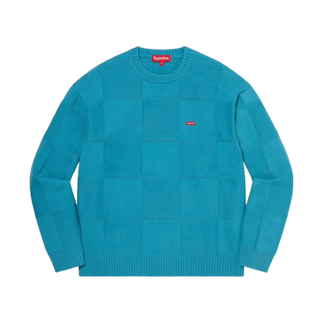 - Supreme Tonal Checkerboard Small Box Sweater Teal - 21SS