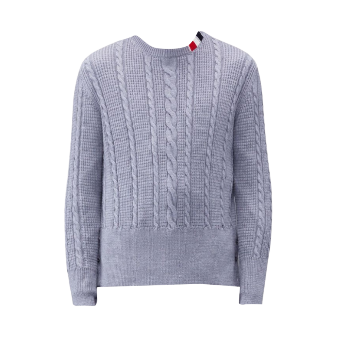 MKA492A-Y1024-055 Thom Browne Wool Relaxed Cable Pullover Light Grey