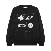 SLOW RECORD HOUSE Universe Logo Knit Black