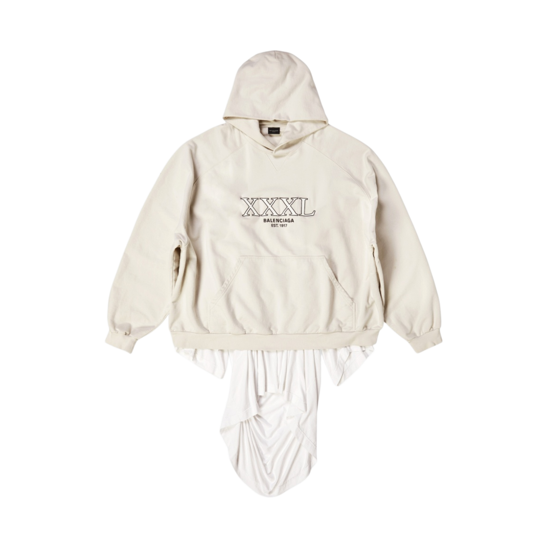 발렌시아가 3XL 패치드 티셔츠 후드 오버사이즈 오프 화이트