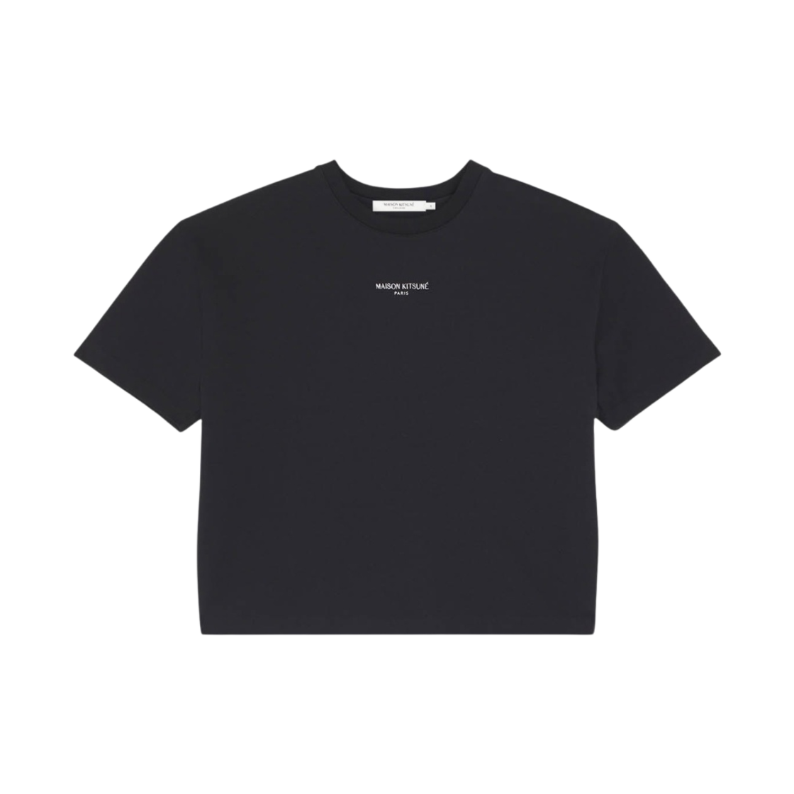 (W) 메종 키츠네 파리 자수 박시 티셔츠 블랙((W) Maison Kitsune Paris Embroidered Boxy T-Shirt Black) - 1