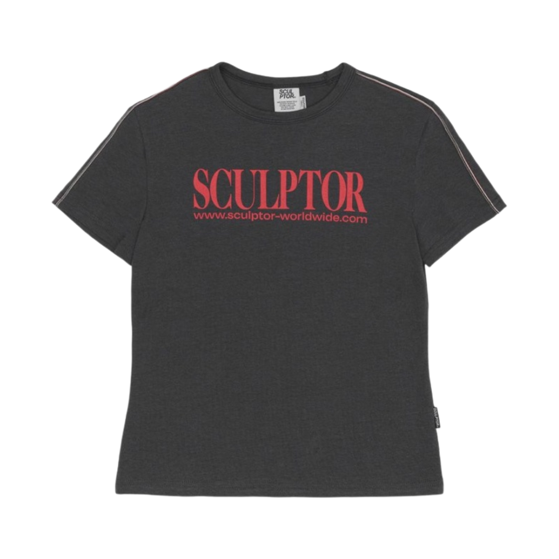 SC23S244CH (W) Sculptor Classic Logo Piping Crop Top Charcoal