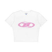 BORN TO WIN Blur Logo Crop Top Ivory