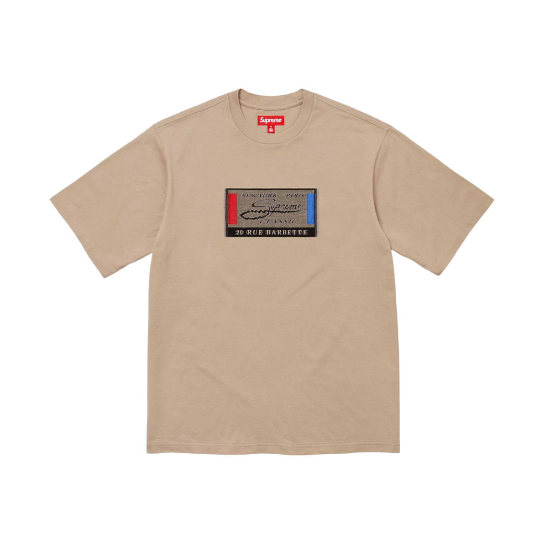 슈프림 인타르시아 라벨 숏슬리브 탑 탄 - 24SS(Supreme Intarsia Label S/S Top Tan - 24SS) - 1