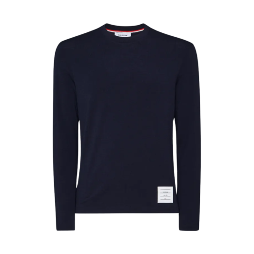 Thom Browne Wool Jersey 4-Bar Long Sleeve T-Shirt Blue