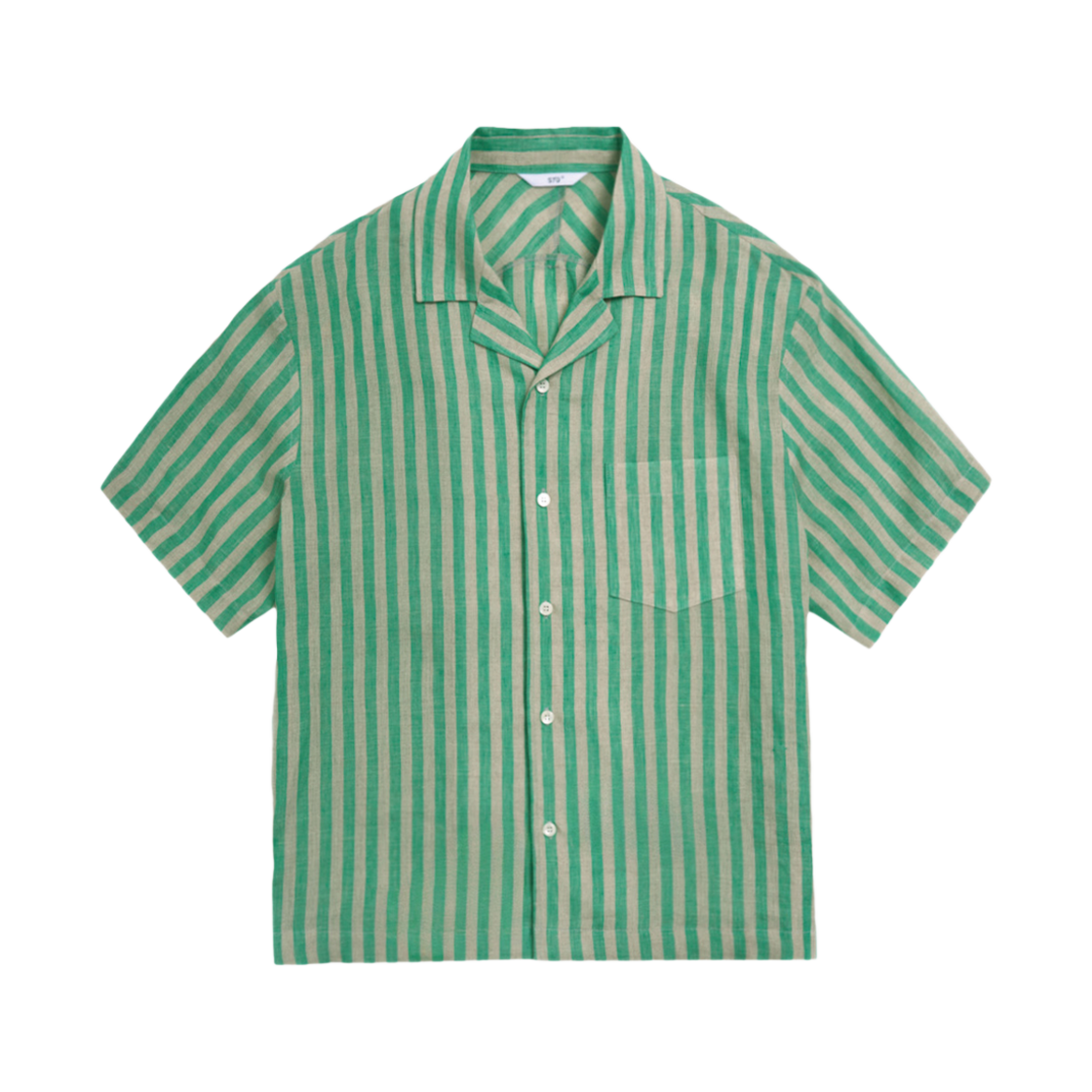 에스티유 백 레글런 스트라이프 린넨 셔츠 그린(STU Back Raglan Stripe Linen Shirt Green)