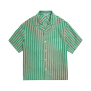 STU Back Raglan Stripe Linen Shirt Green