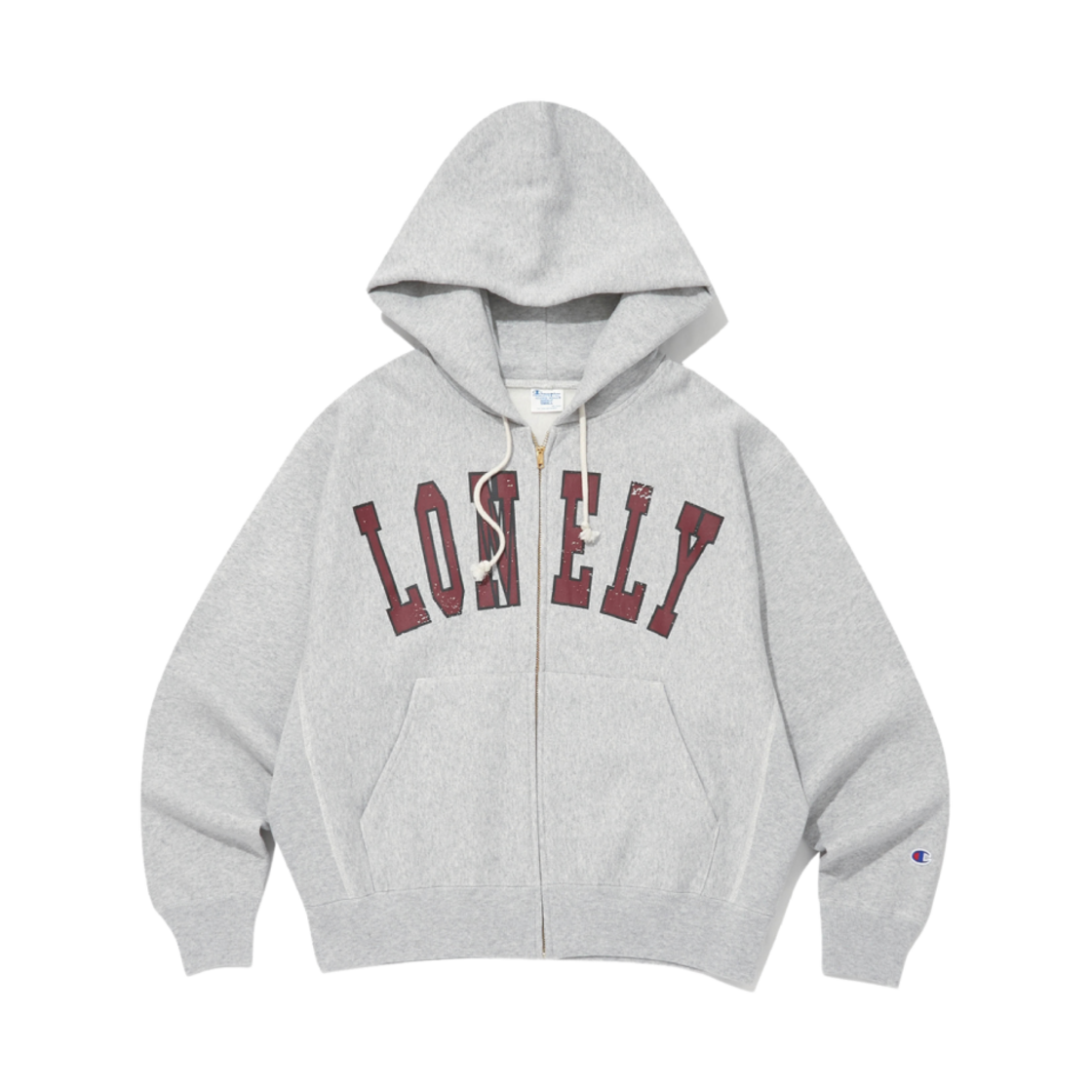 챔피온 x 노앙 리버스 위브 론리 러블리 후드 집업 그레이(Champion x NOHANT Reverse Weave Lonely Lovely Hoodie Zip-Up Grey)