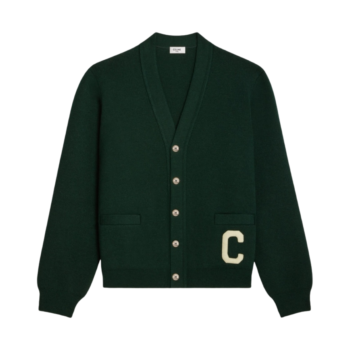 2AD9O830I-31FE Celine Paris Cardigan in Wool Forest