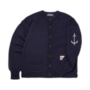 Guernsey Woollens Fisherman Wholegarment Cardigan Navy