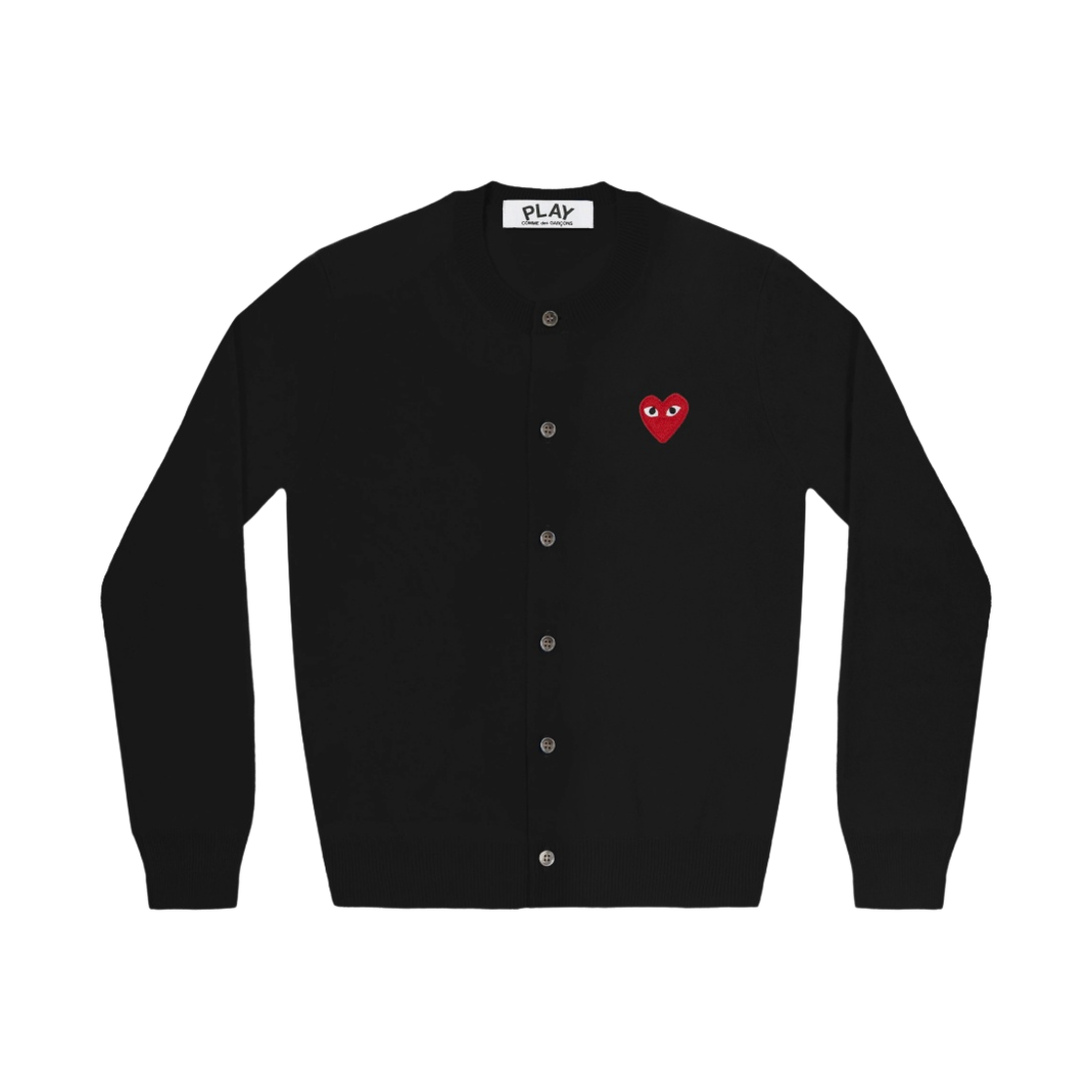 AX-N007-051-1 Play Comme des Garcons Red Heart Knit Cardigan Black
