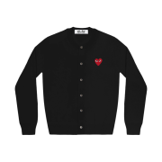 Play Comme des Garcons Red Heart Knit Cardigan Black