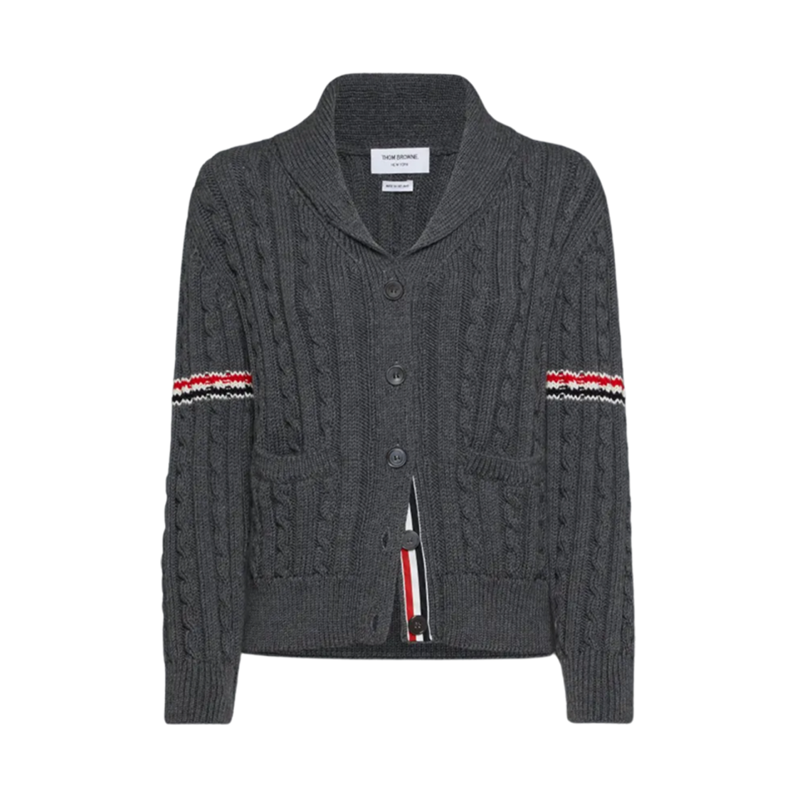 (W) 톰브라운 메리노 울 암밴드 가디건 그레이((W) Thom Browne Merino Wool Armband Cardigan Grey) - 1