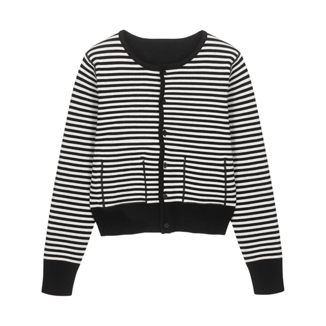 (W) 온앤온 리버시블 스트라이프 가디건 블랙 스트라이프((W) On&On Reversible Stripe Cardigan Black Stripe)