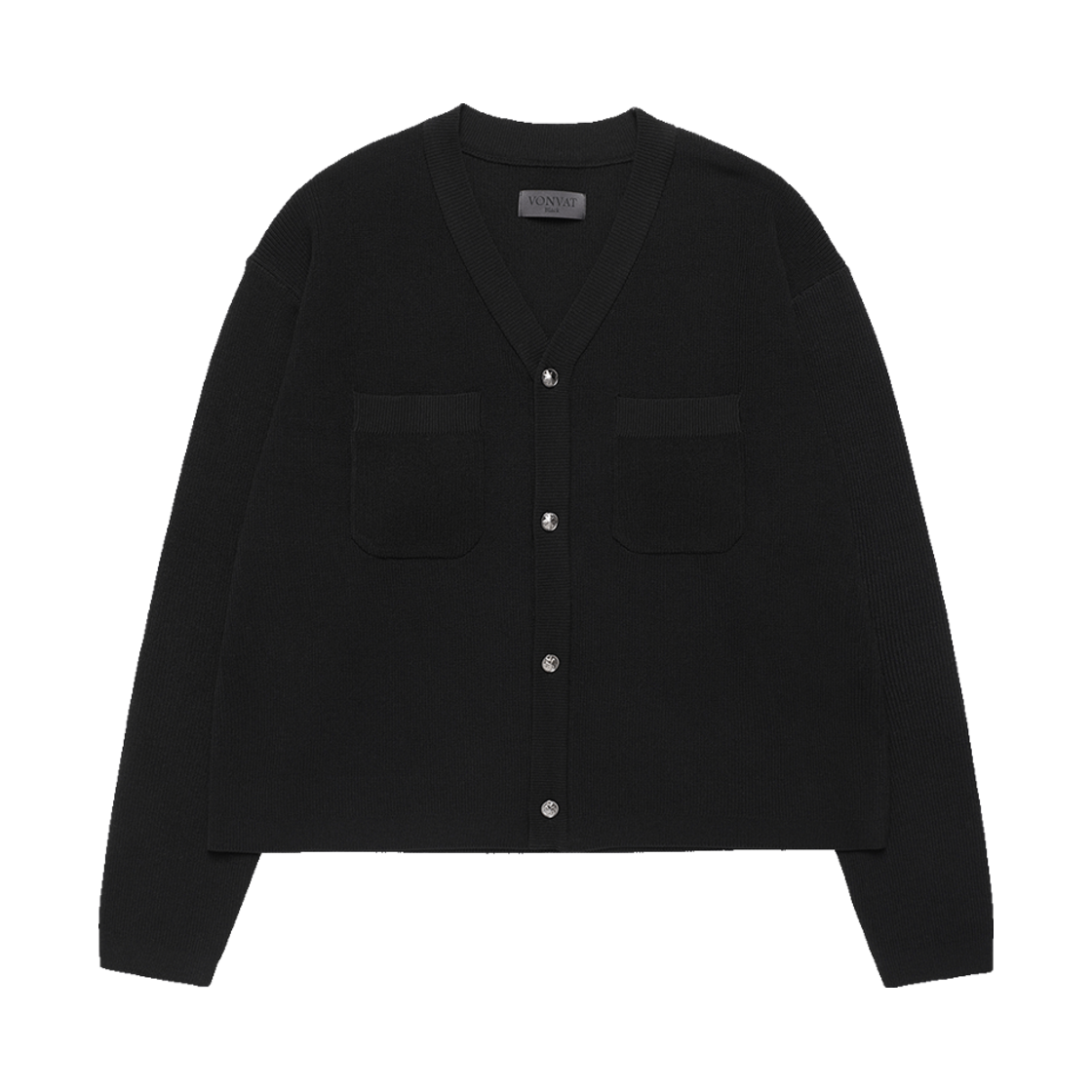본바트 메탈 버튼 크롭 가디건 블랙
