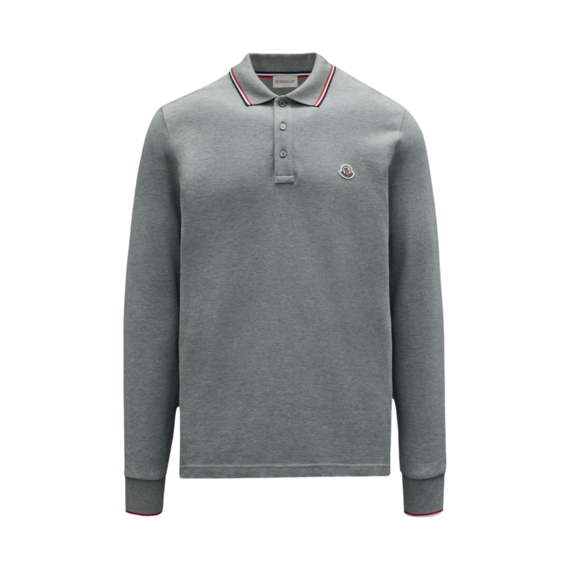 몽클레르 롱슬리브 폴로 셔츠 멜란지 미디움 그레이 - 22FW(Moncler Long Sleeve Polo Shirt Melange Medium Grey - 22FW) - 1