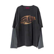 MELLOW Lotta Soul Graphic Layered Tshirts Charcoal