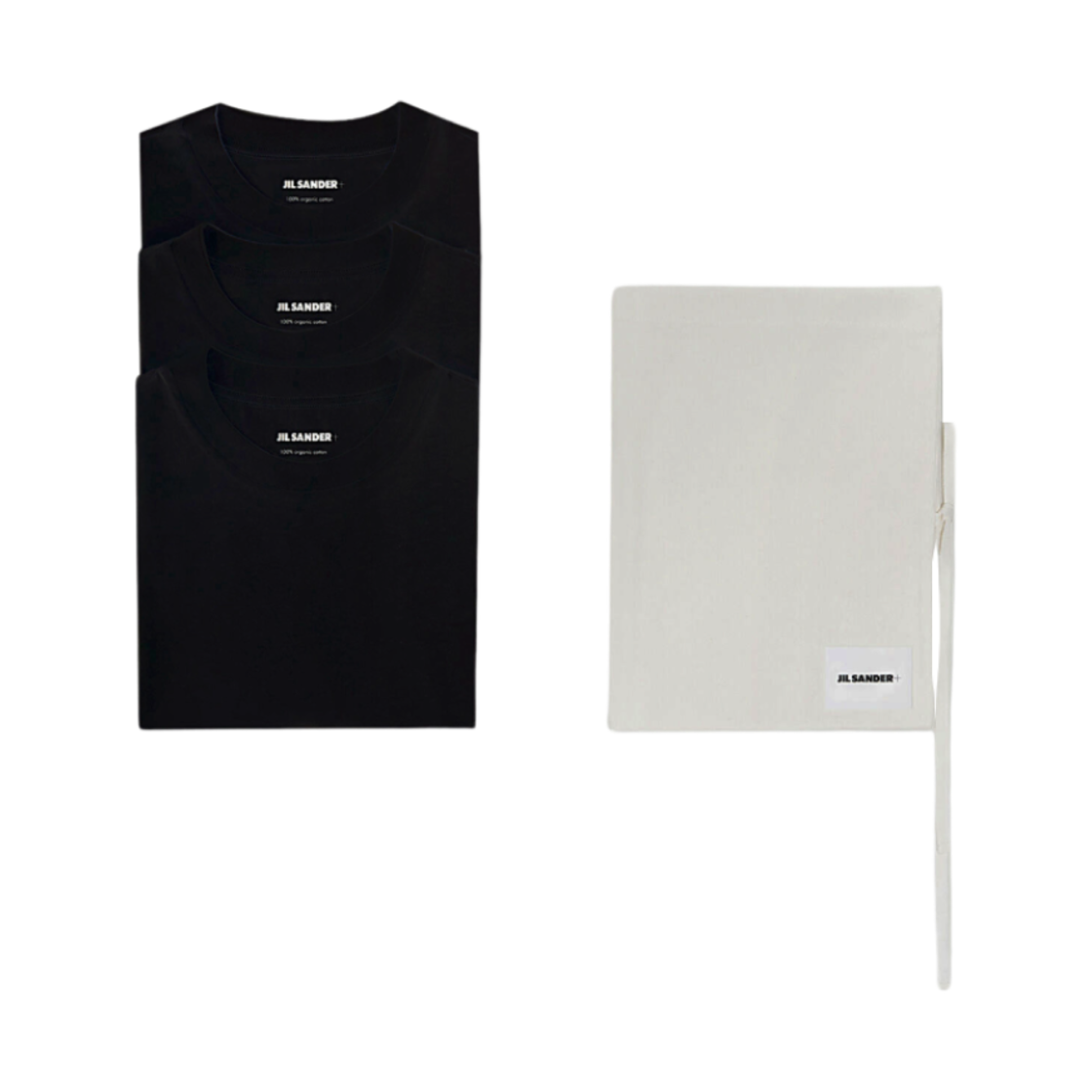 질 샌더 오가닉 코튼 티셔츠 세트 블랙 (3개입)(Jil Sander Organic Cotton T-Shirt Set Black (3 Pack)) - 1