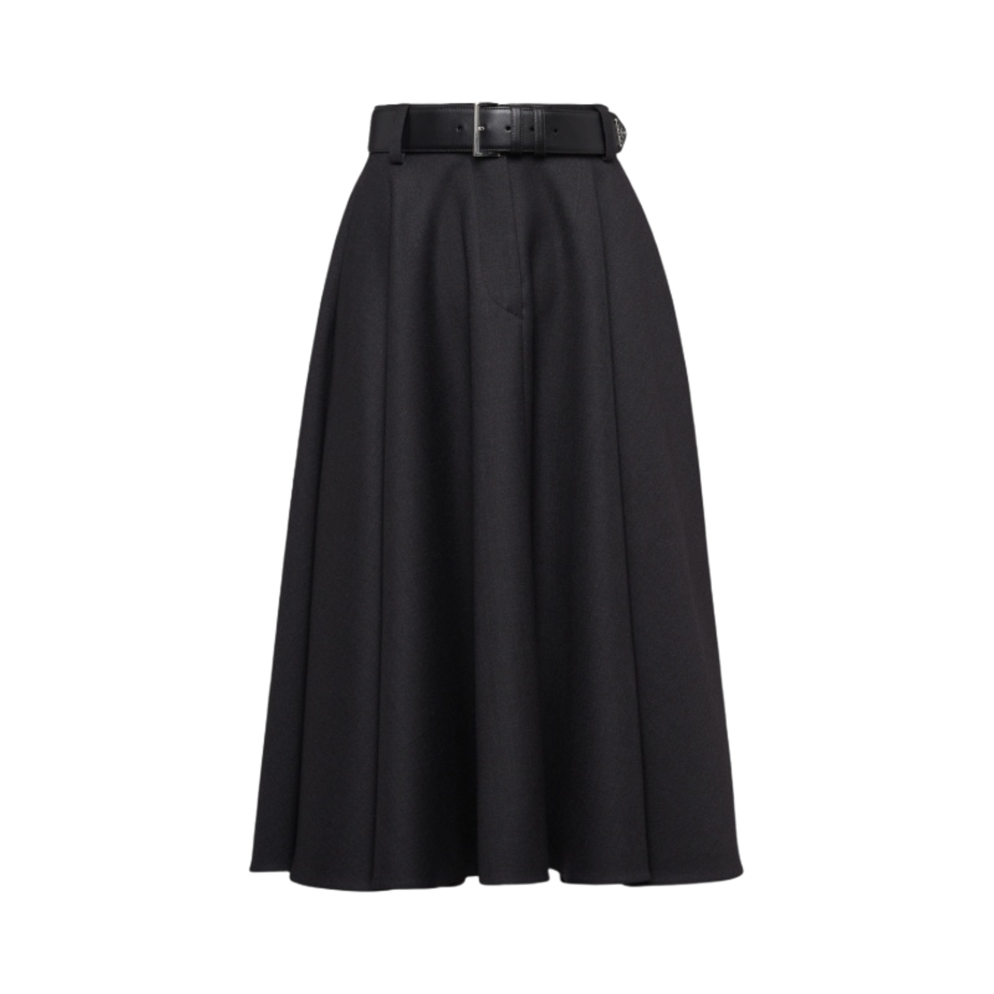 (W) 프라다 울 개버딘 미디 스커트 앤트러사이트 그레이((W) Prada Wool Gabardine Midi-Skirt Anthracite Gray) - 1