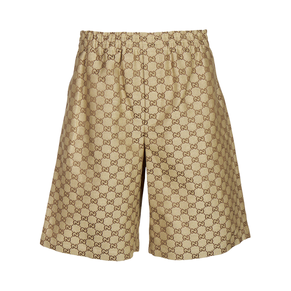 742781-Z8BIX-2580 Gucci GG Supreme Linen Shorts Beige Ebony