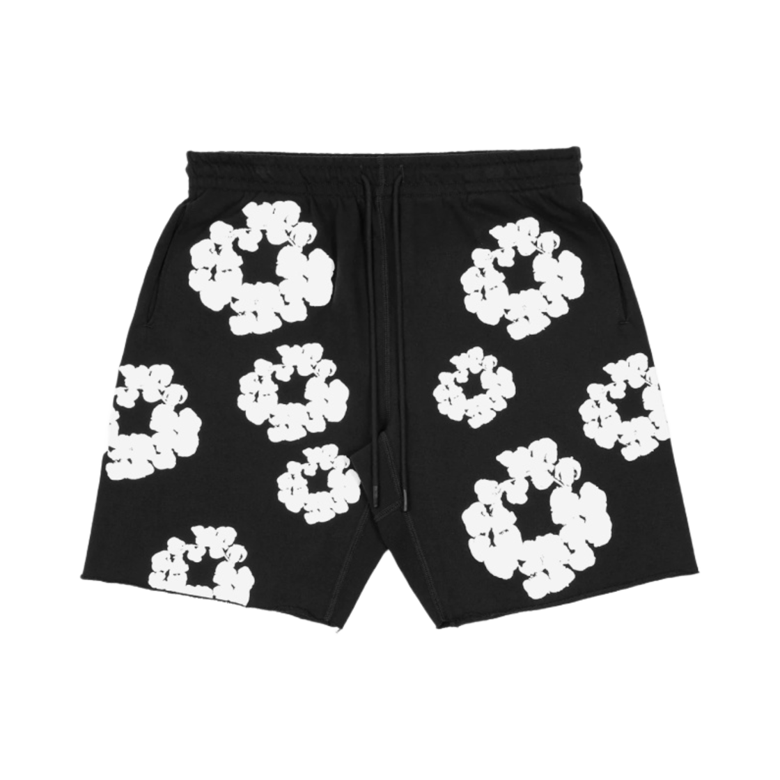 데님 티어스 x 레디메이드 코튼 리쓰 스웨트쇼츠 블랙 화이트(Denim Tears x Readymade Cotton Wreath Sweatshorts Black White) - 1