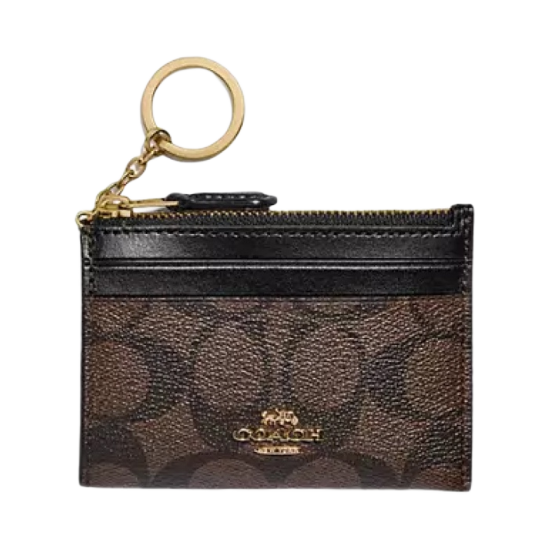 코치 시그니처 캔버스 미니 스키니 ID 케이스 브라운 블랙(Coach Mini Skinny ID Case in Signature Canvas Brown Black)