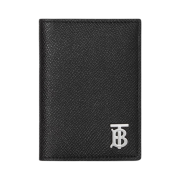 Burberry Grainy Leather TB Folding Card Case Black