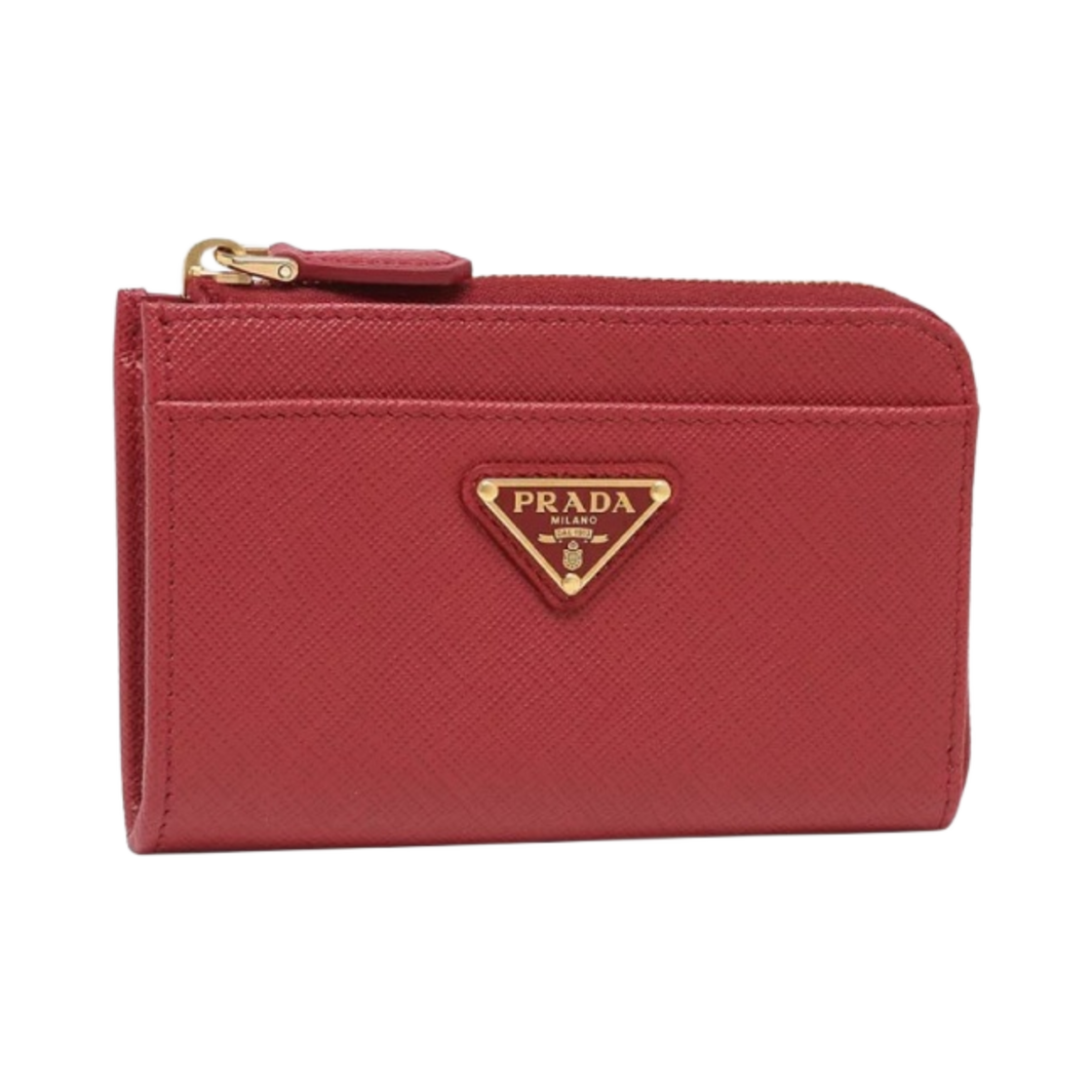 프라다 사피아노 메탈 트라이앵글 로고 키체인 파이어리 레드(Prada Saffiano Metal Triangle Logo Keychain Fiery Red) - 1