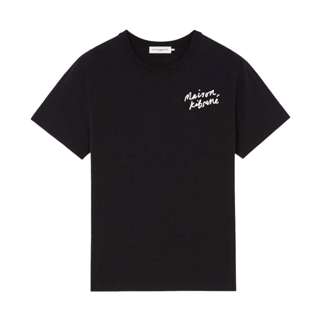 (W) 메종 키츠네 미니 핸드라이팅 클래식 티셔츠 블랙((W) Maison Kitsune Mini Handwriting Classic T-Shirt Black) - 1
