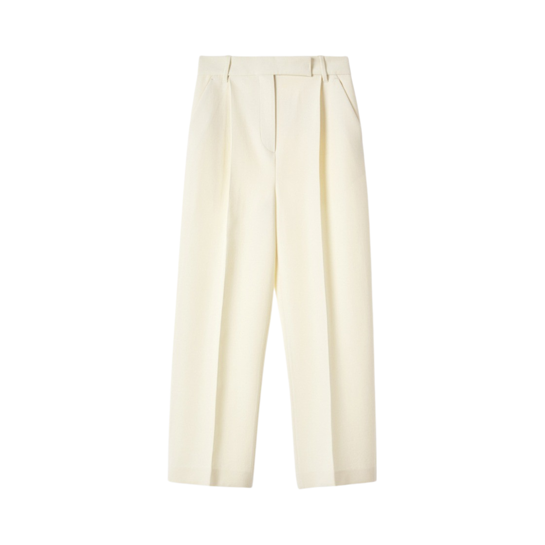 BCFWPT001IV Enor Women Straight Wool Tuck Pants Ivory