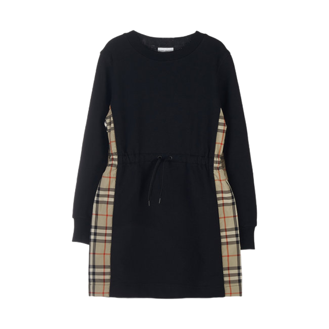 (키즈) 버버리 빈티지 체크 패널 코튼 드레스 블랙((Kids) Burberry Vintage Check Panel Cotton Dress Black) - 1