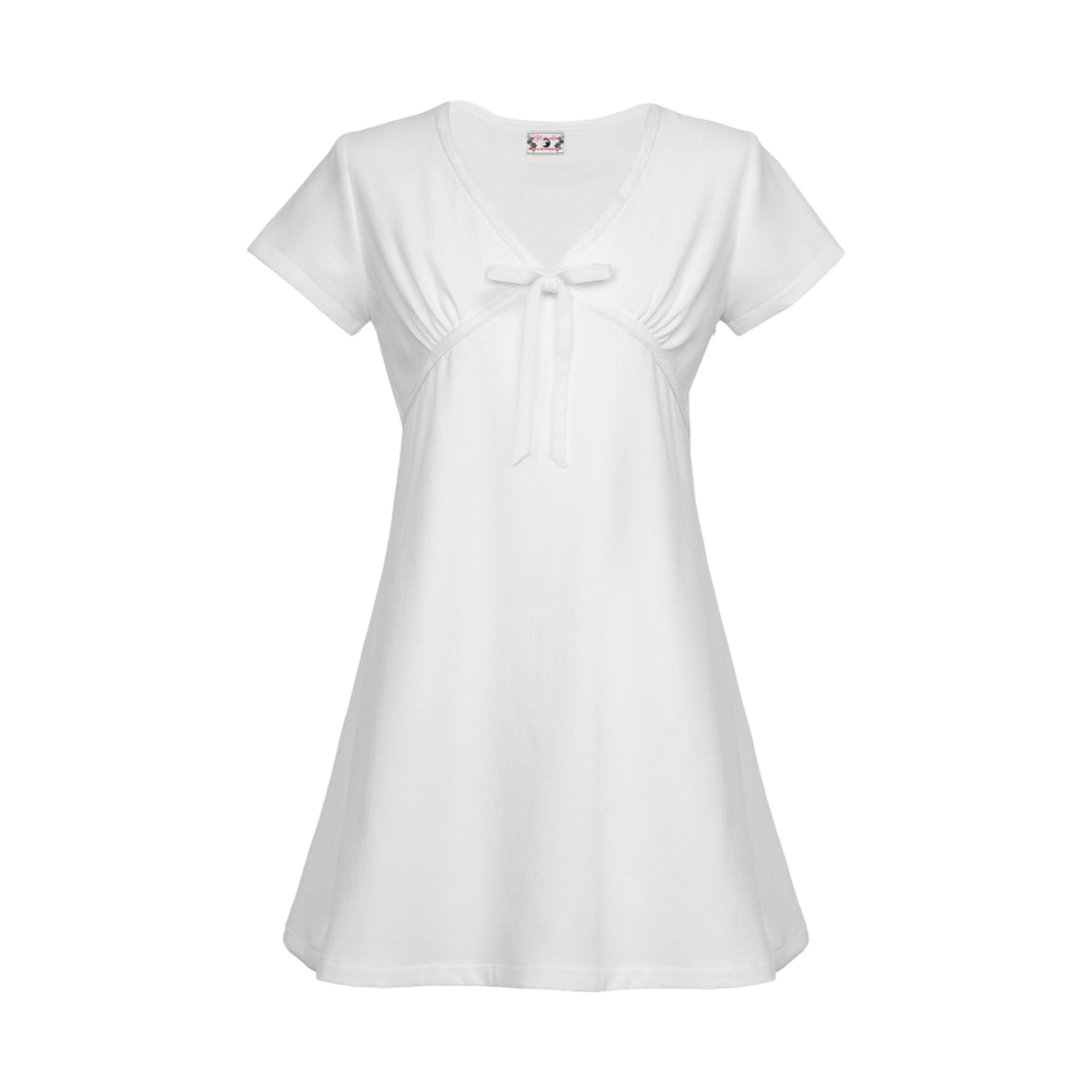 러프넥 벨벳 리본 드레스 화이트