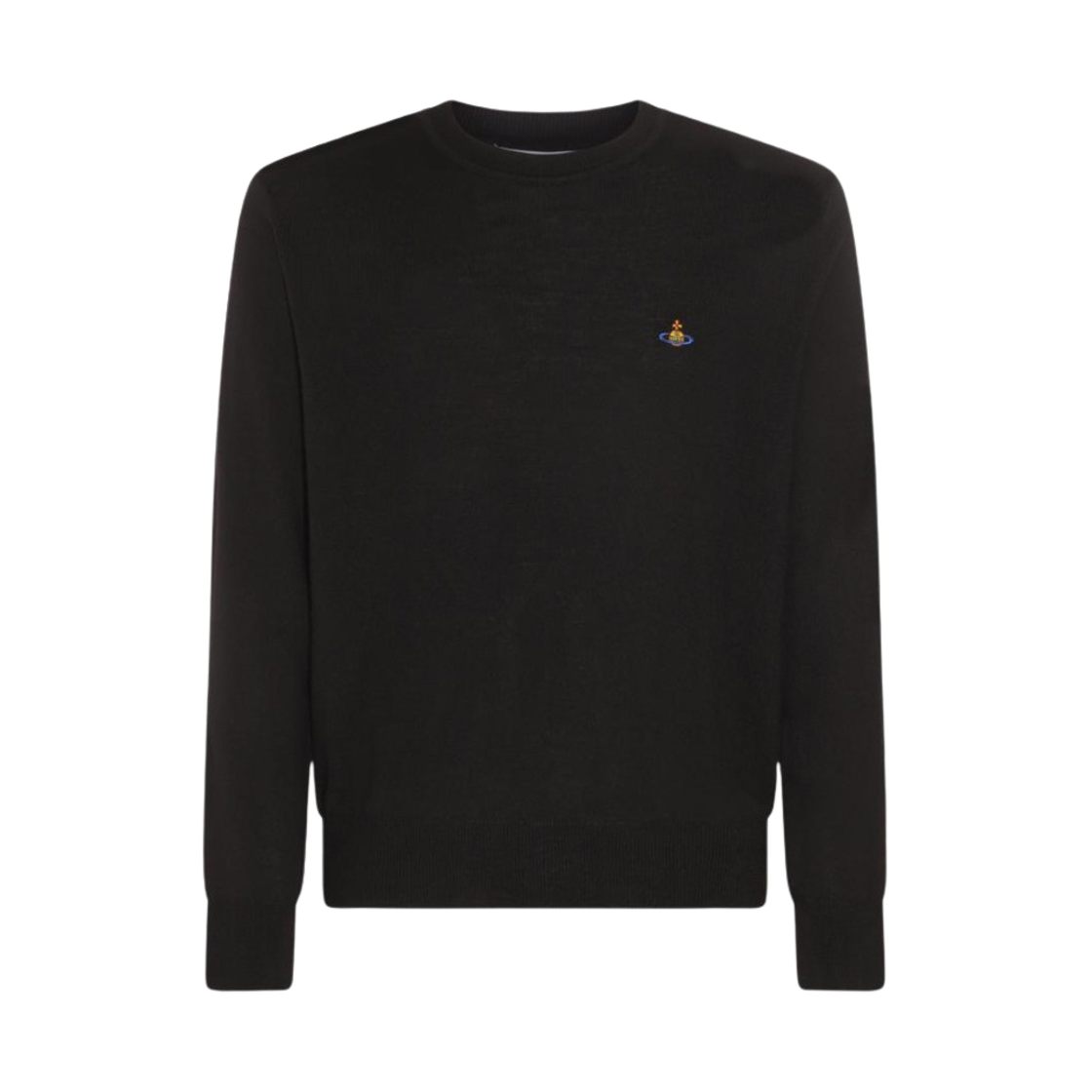 2701000O-Y0006-N403 Vivienne Westwood Orb Embroidery Cotton Cashmere Round Neck Knit Black