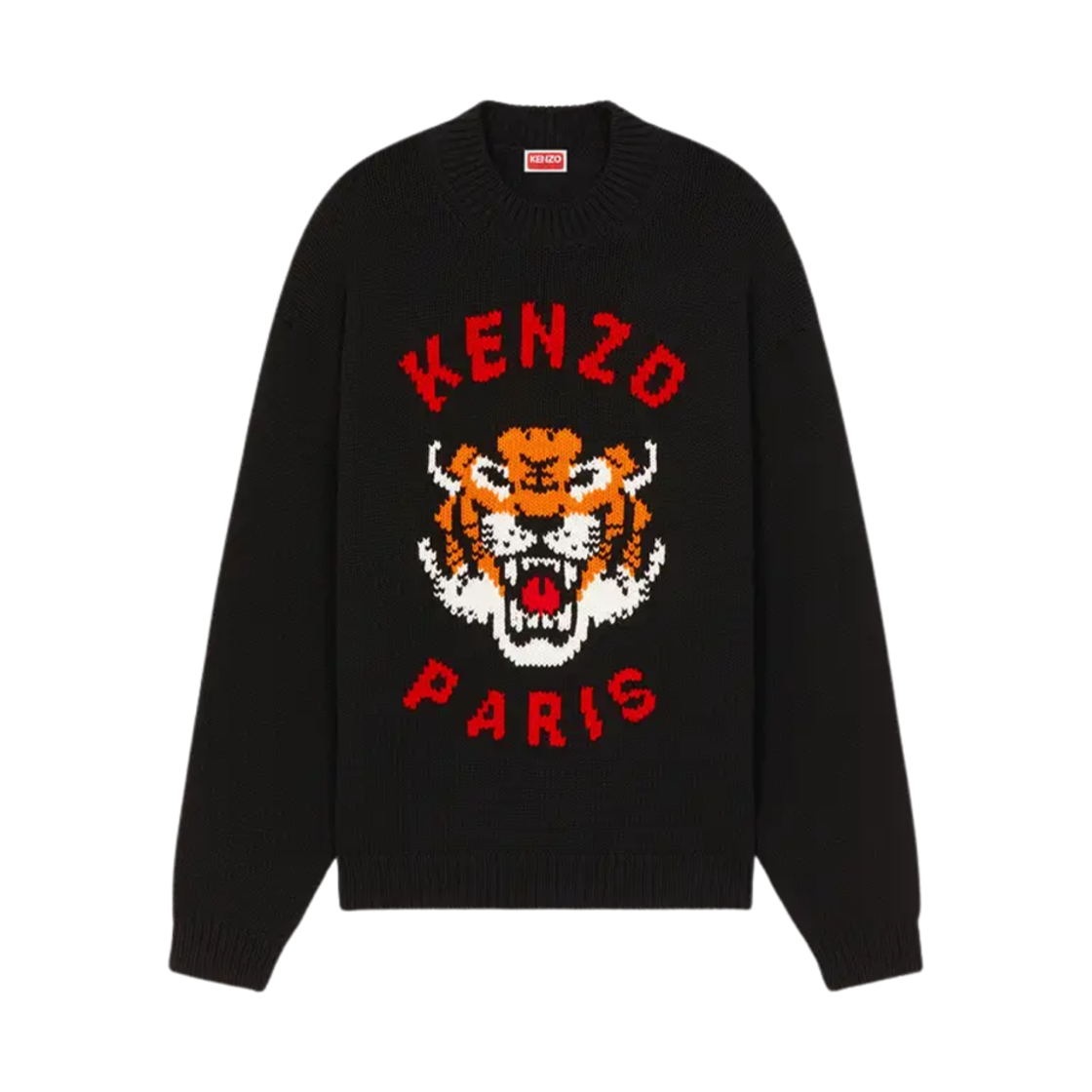 FE58PU0143LD-99J Kenzo Tiger Embroidered Wool Round Knit Black