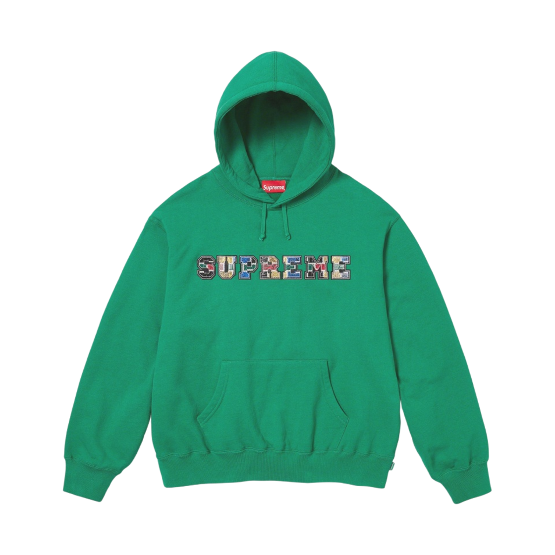 슈프림 컬리지에이트 패치워크 레더 후드 스웨트셔츠 그린 - 23FW