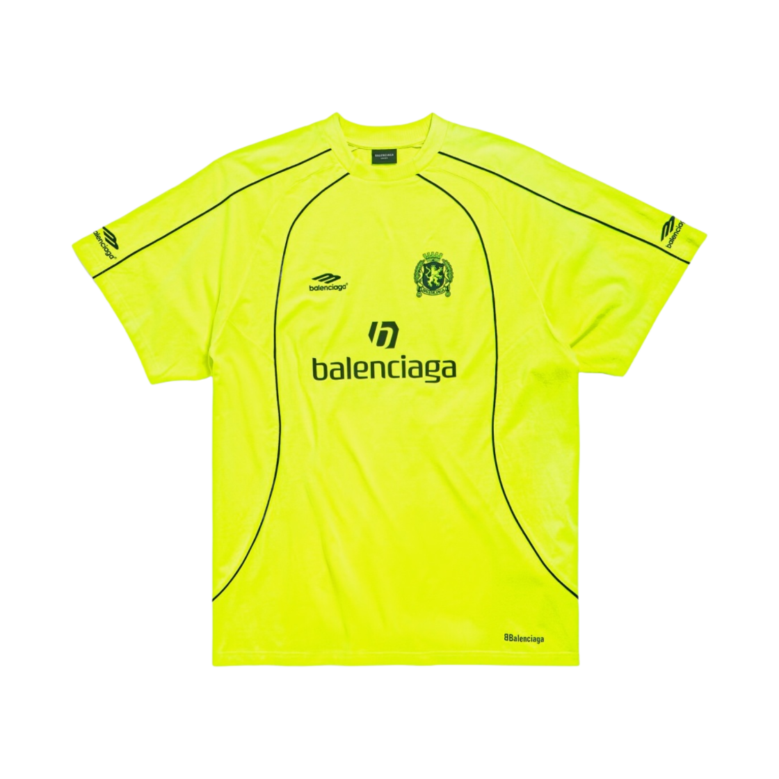 777705TPVR57110 Balenciaga Soccer Series Paris Soccer Oversized T-Shirt Fluo Yellow