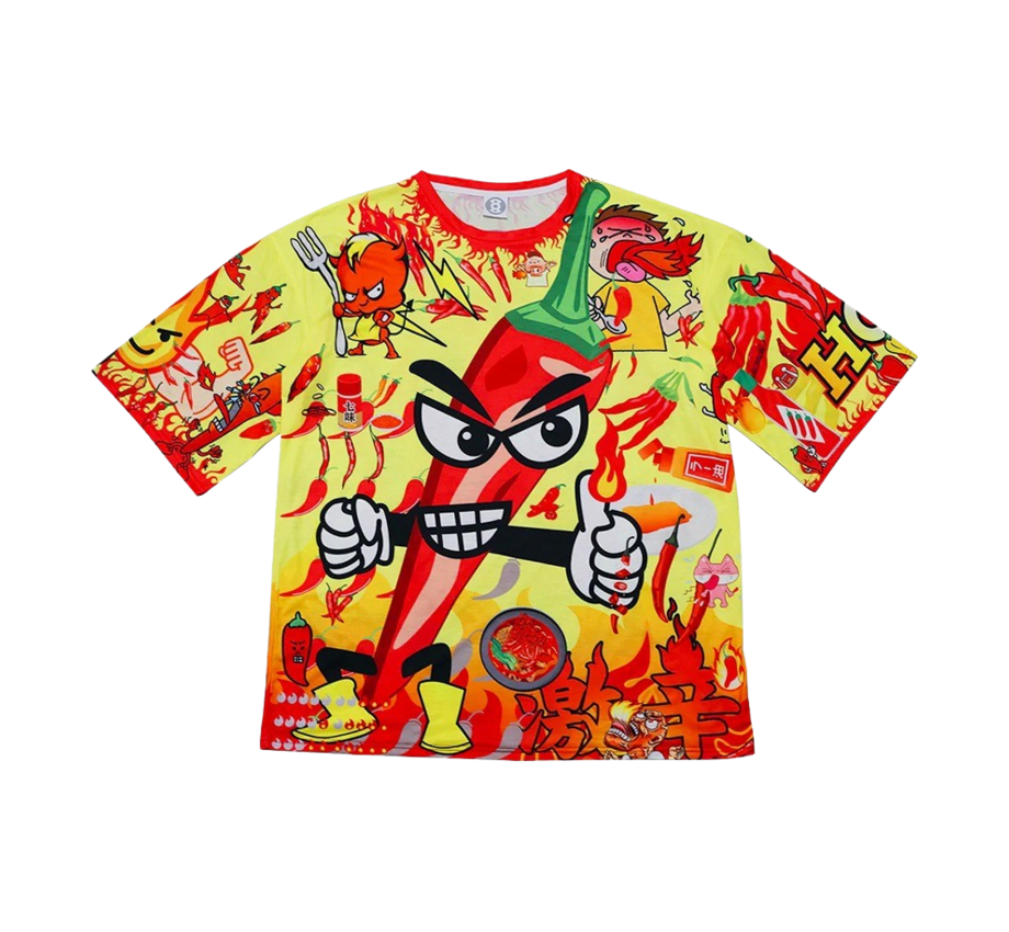 키집 킴닭볶음면 스코빌지수 100000000% 고추 히어로 티셔츠(Kizip Scoville I TPK Kim's Intestine Abuser FP T-Shirt)
