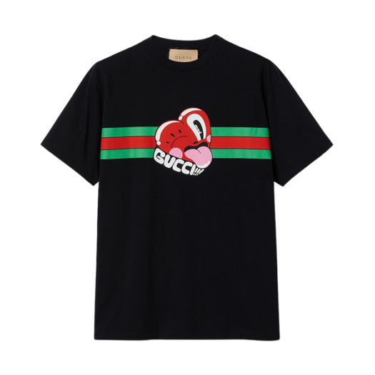 Gucci Cotton Jersey T-Shirt with Print Black