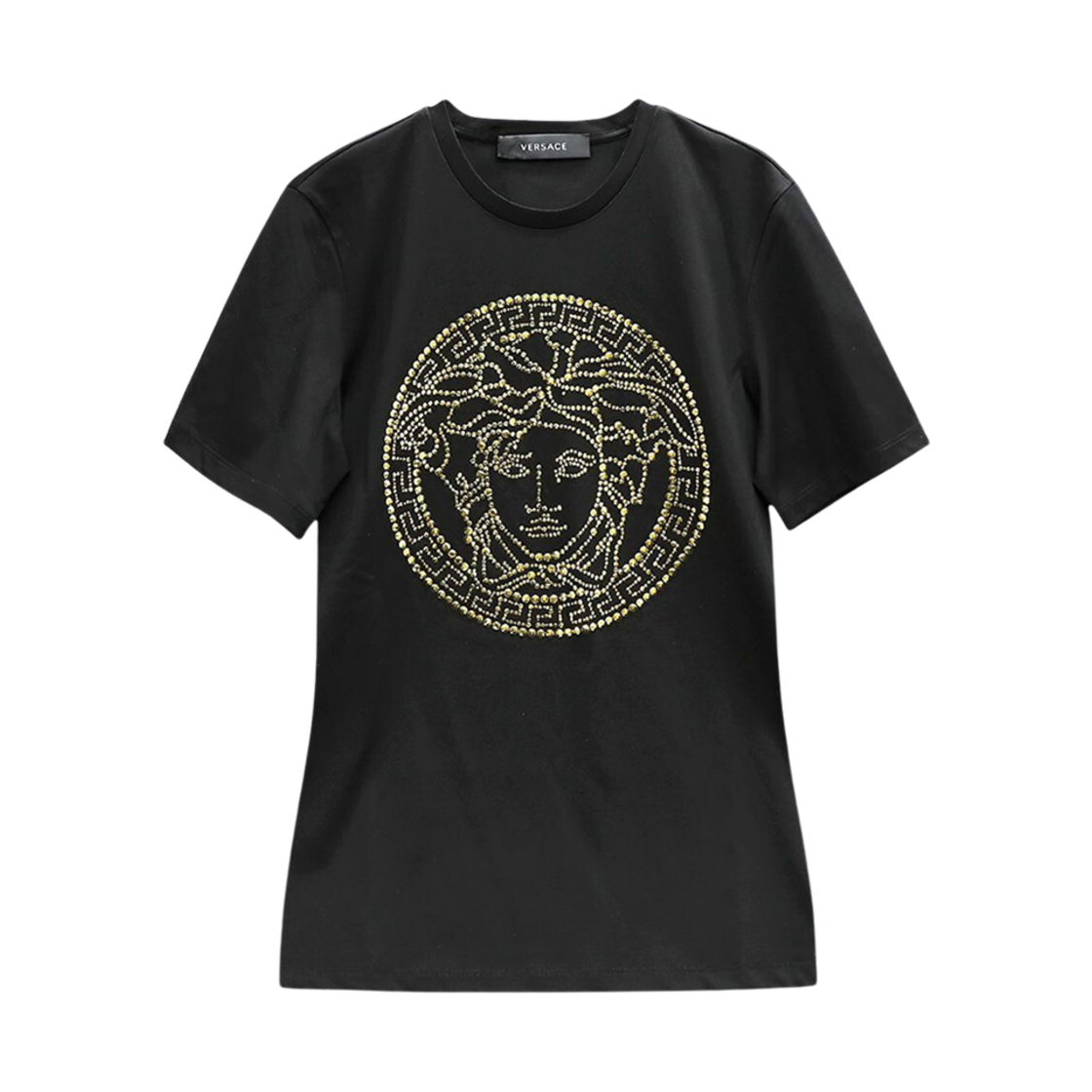 (W) 베르사체 스터드 메두사 티셔츠 블랙((W) Versace Studded Medusa T-Shirt Black)