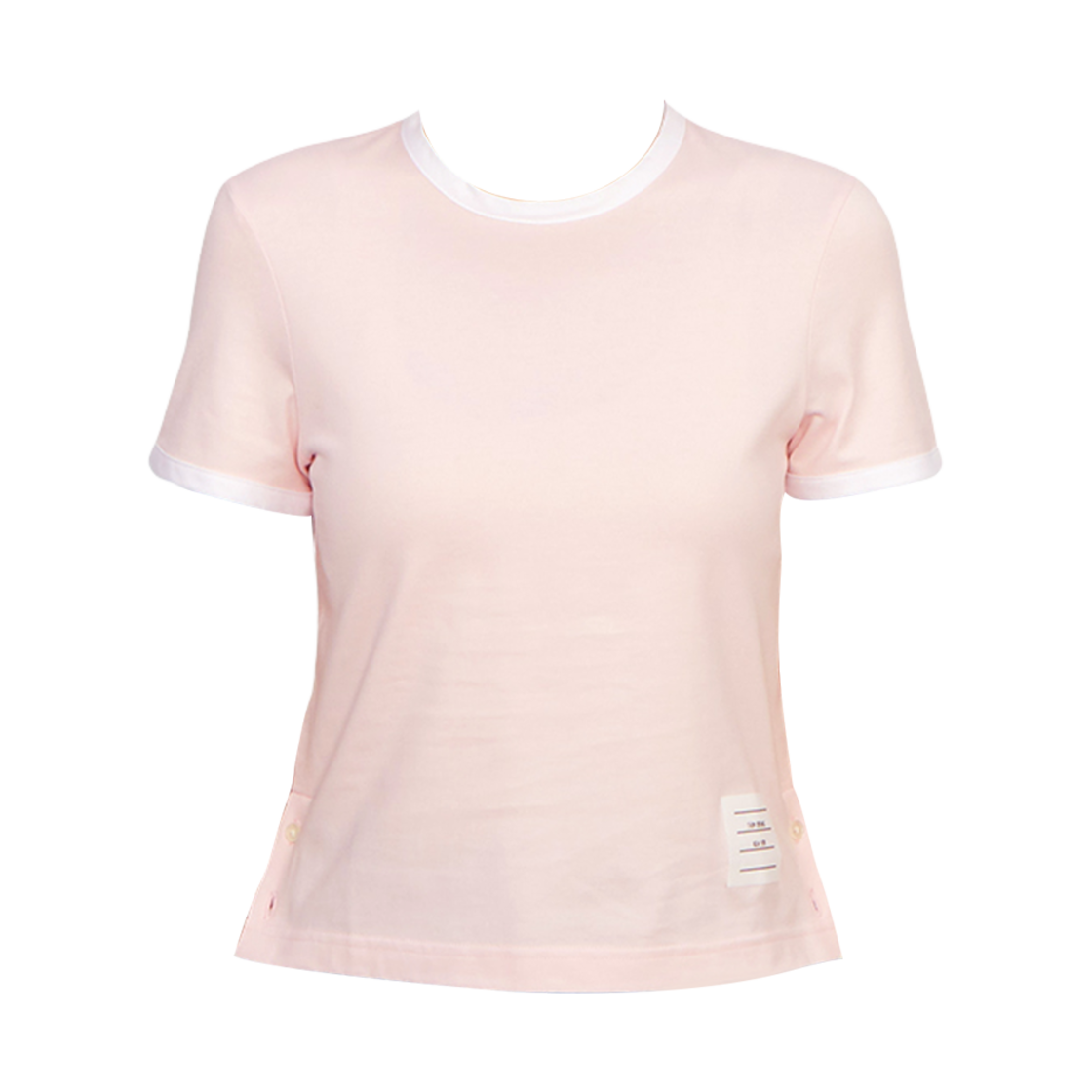 FJS075A-00042-680 (W) Thom Browne Asymmetric Hem Short Sleeve T-Shirt Light Pink