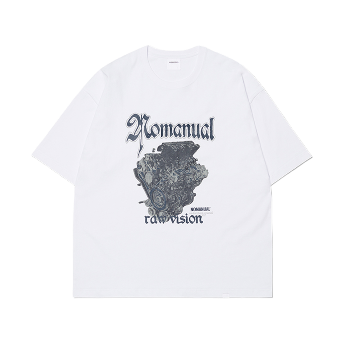 노매뉴얼 NM 엔진 티셔츠 화이트(NOMANUAL NM Engine T-Shirt White)