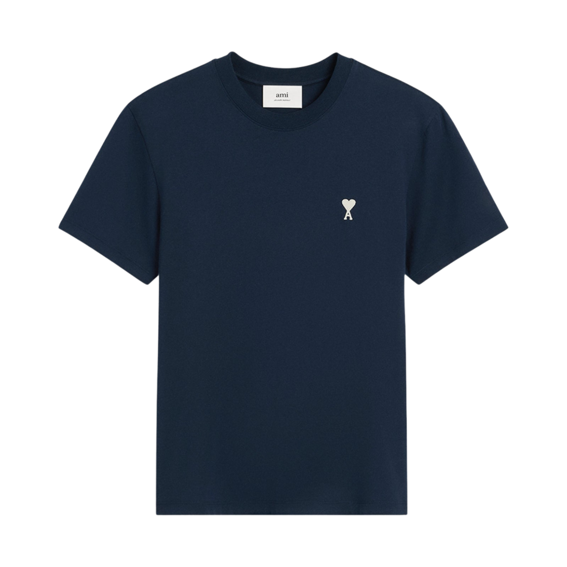 아미 스몰 하트 로고 오가닉 코튼 저지 티셔츠 나이트 블루 오프 화이트(AMI de Coeur Oragnic Cotton Jersey T-Shirt Night Blue Off White)