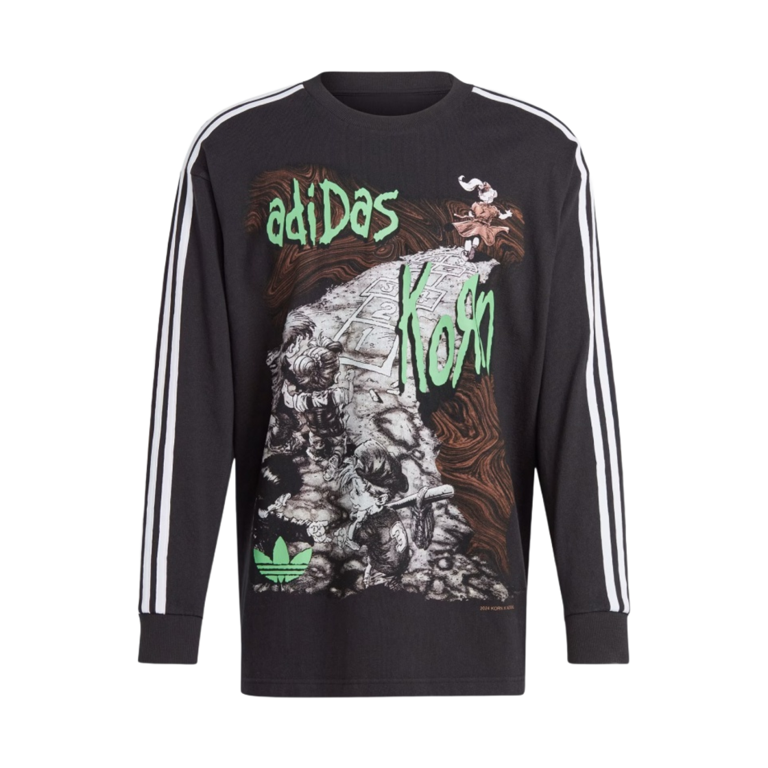 아디다스 x 콘 롱슬리브 티셔츠 블랙 - KR 사이즈(Adidas x KoRn Long Sleeve T-Shirt Black - KR Sizing)