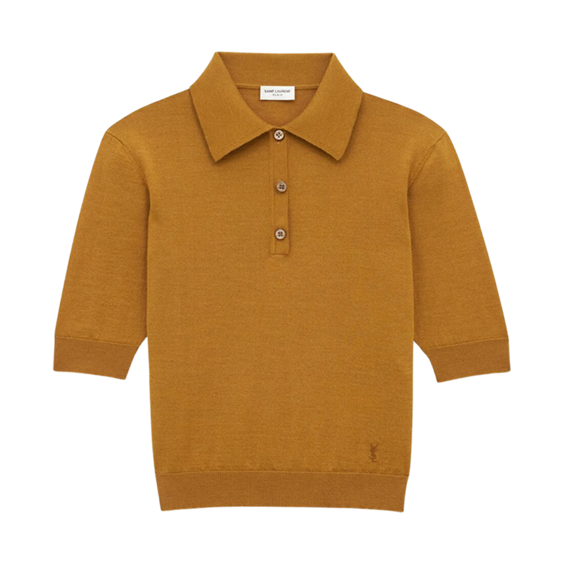 (W) 생로랑 카산드라 폴로 셔츠 ### ### 앤 실크 마론((W) Saint Laurent Cassandre Polo Shirt In Cashmere, Wool, And Silk Marron)