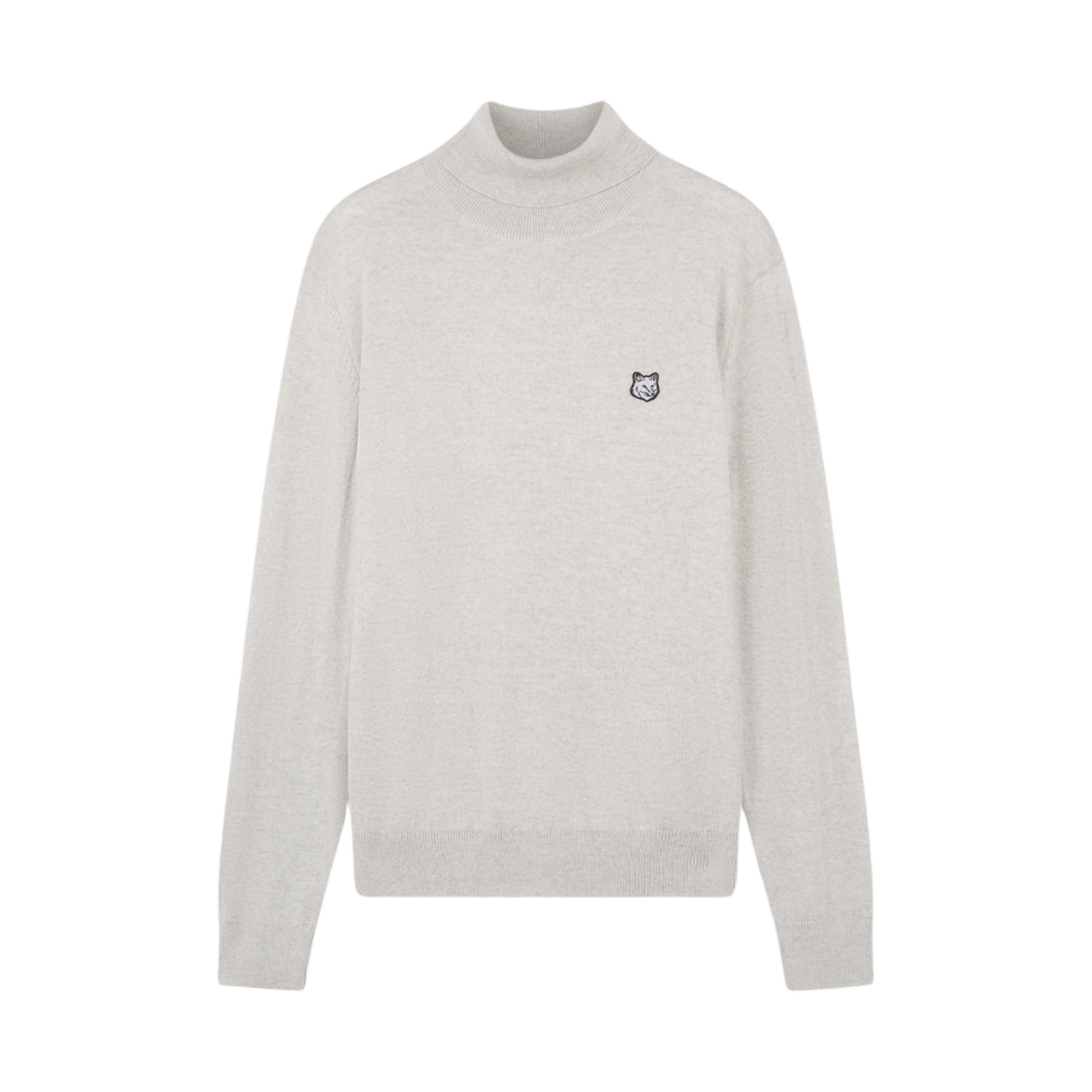 LM00812KT1036-H120 Maison Kitsune Bold Fox Head Patch Turtleneck Light Grey Melange
