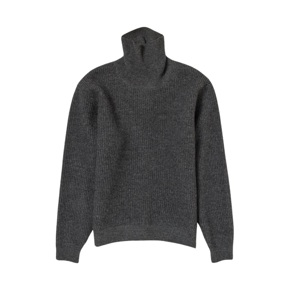 오라리 밀드 프렌치 메리노 립 니트 터틀 차콜 그레이 - 23AW(Auralee Milled French Merino Rib Knit Turtle Charcoal Gray - 23AW) - 1