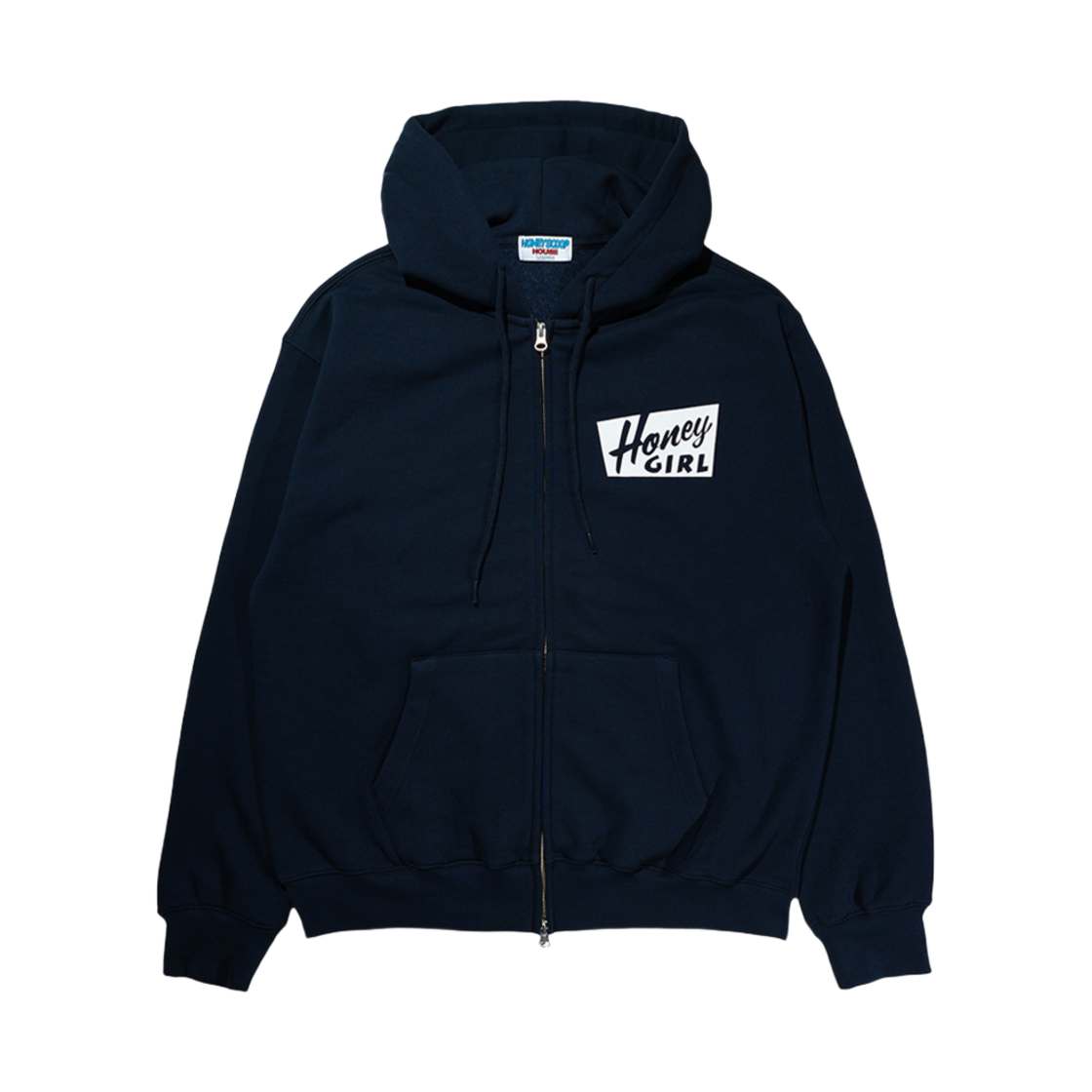 HSH25HD017NV Honey Scoop House Honey Girl Zip up Hooded Sweatshirt Navy